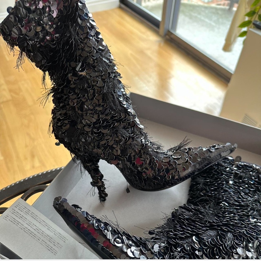 Balenciaga sequin knife booties
